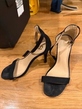 Black Suede Ankle-Strap Heels